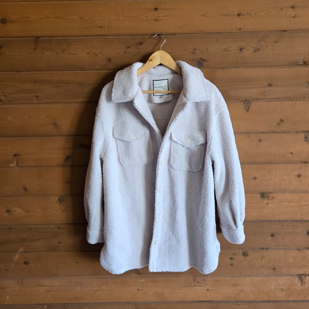 Bagatelle Oversized Faux Shearling Shacket 1X Cream Teddy Coat Button Down Fall - Picture 2 of 7